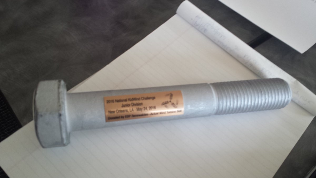 BPpatriots's tweet image. Passing around this cool piece of hardware, 3rd at the nat&apos;l #kidwindchallenge, B-P&apos;s Turbinators! #BPboemeeting
