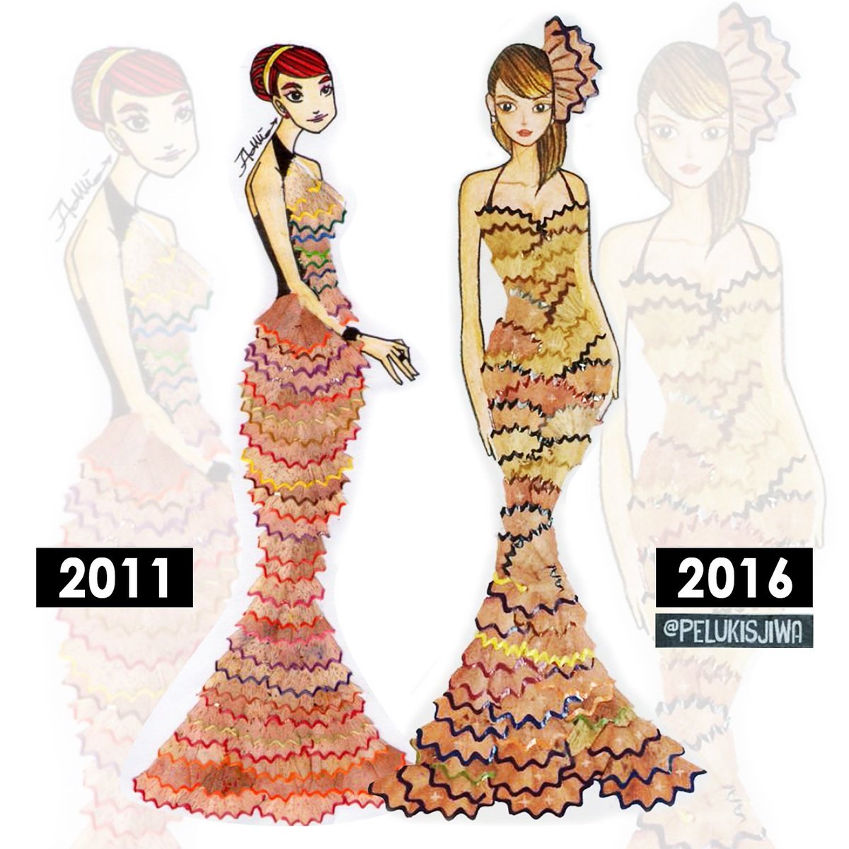 Fashion Illustration Pencil Waste Art Dress - Illustration of Many