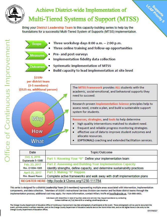 hwolfeMTSS's tweet photo. Bring your leadership team to OCDE's MTSS Implementation series for 2016-2017. Register at https://t.co/kwHCIweHey https://t.co/8qxCbxB8lr