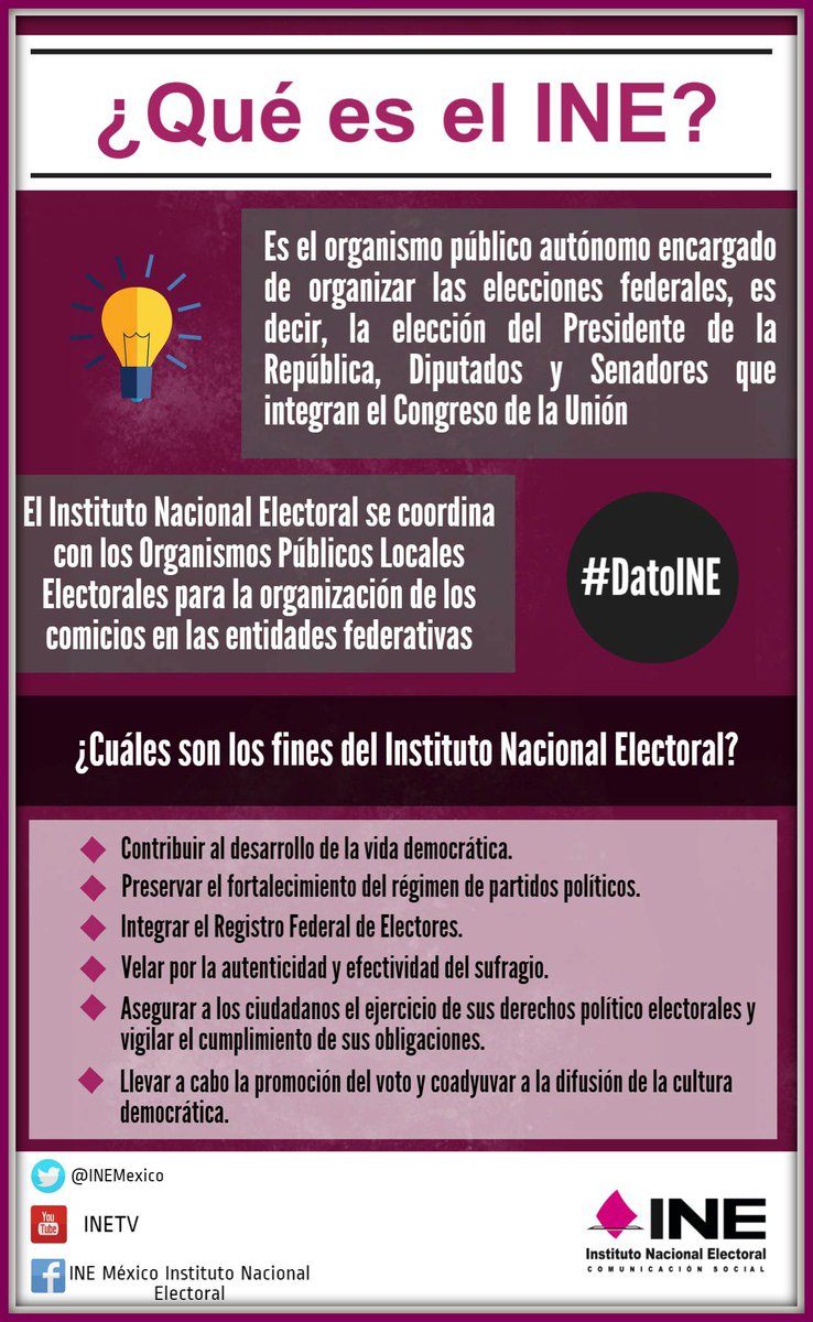 ¿Qué es el Instituto Nacional Electoral? Conoce sobre sus funciones y objetivos: bit.ly/1or3qnM