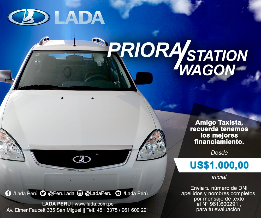 PeruLada's tweet photo. Aprovecha la oportunidad #priora #stationwago #taxistas #remisses https://t.co/68vL670P2W