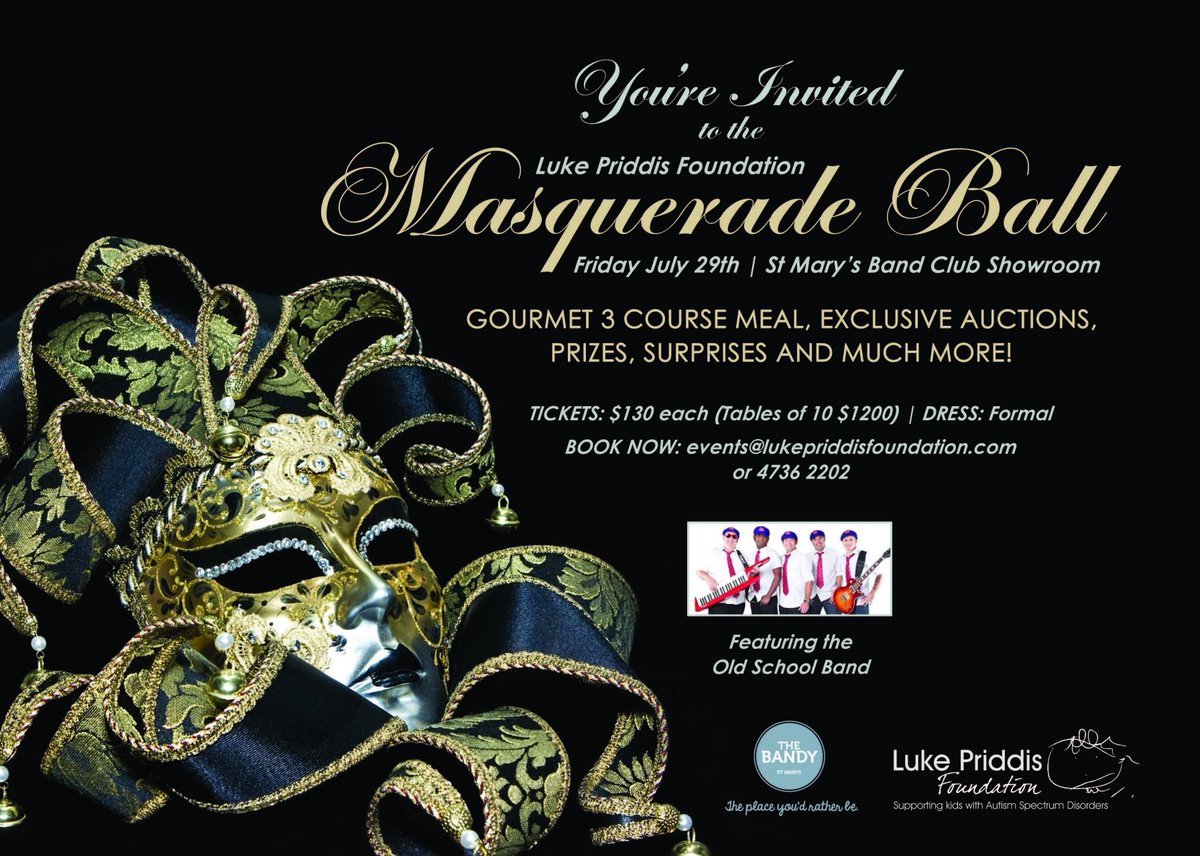 Its time to book your tickets for the 2016 Ball! Call 47362202 or email events@lukepriddisfoundation.com