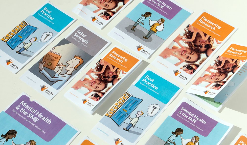 Colourful cartoons with important messages. <a href="/blackdoginst/">Black Dog Institute</a>