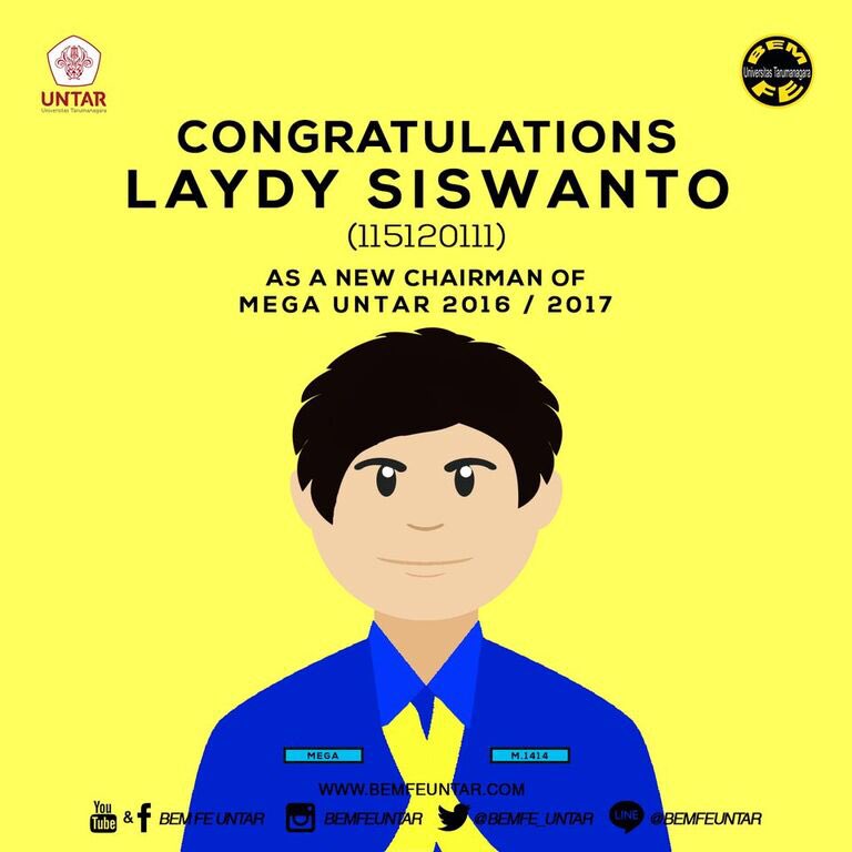 Congratulations to Laydy Siswanto as a new chairman of MEGA UNTAR 2016/2017