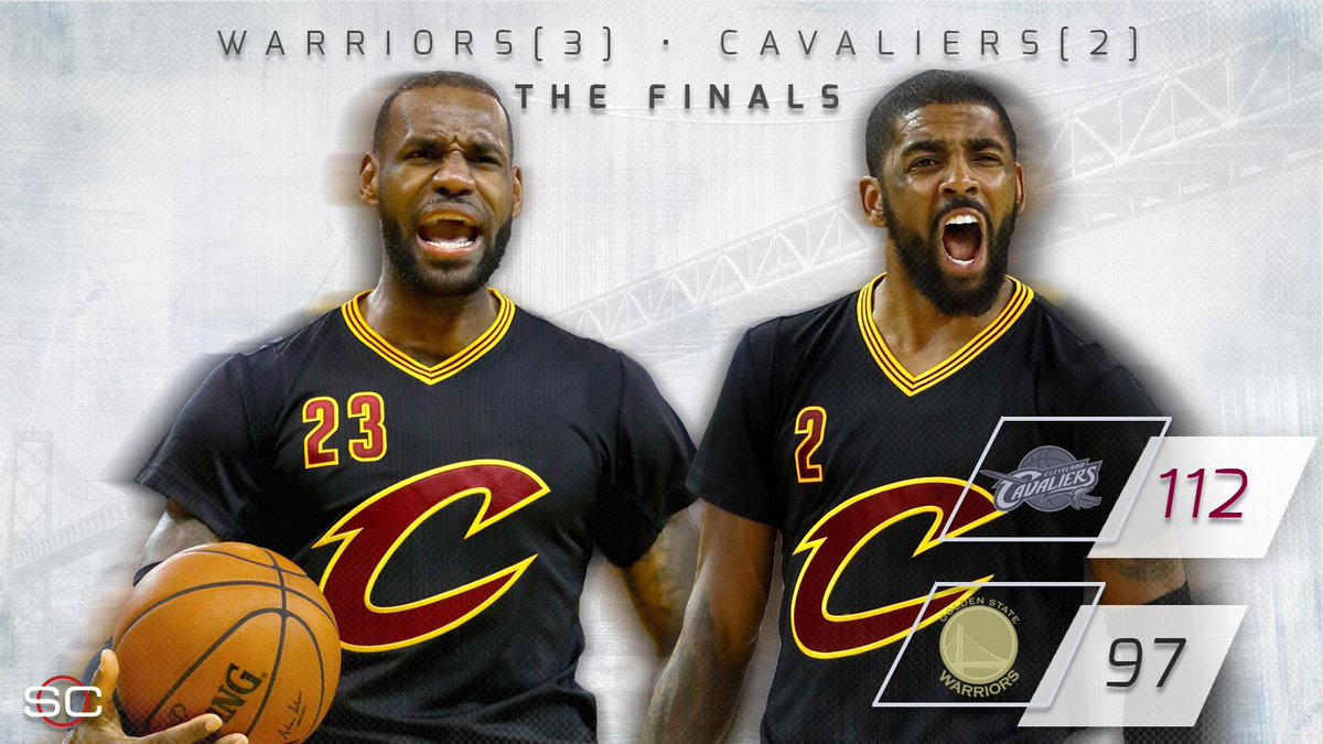 SportsCenter's tweet image. Cleveland forces Game 6! LeBron &amp;amp; Kyrie combine for 82 Pts in Cavaliers' 112-97 victory in Game 5.