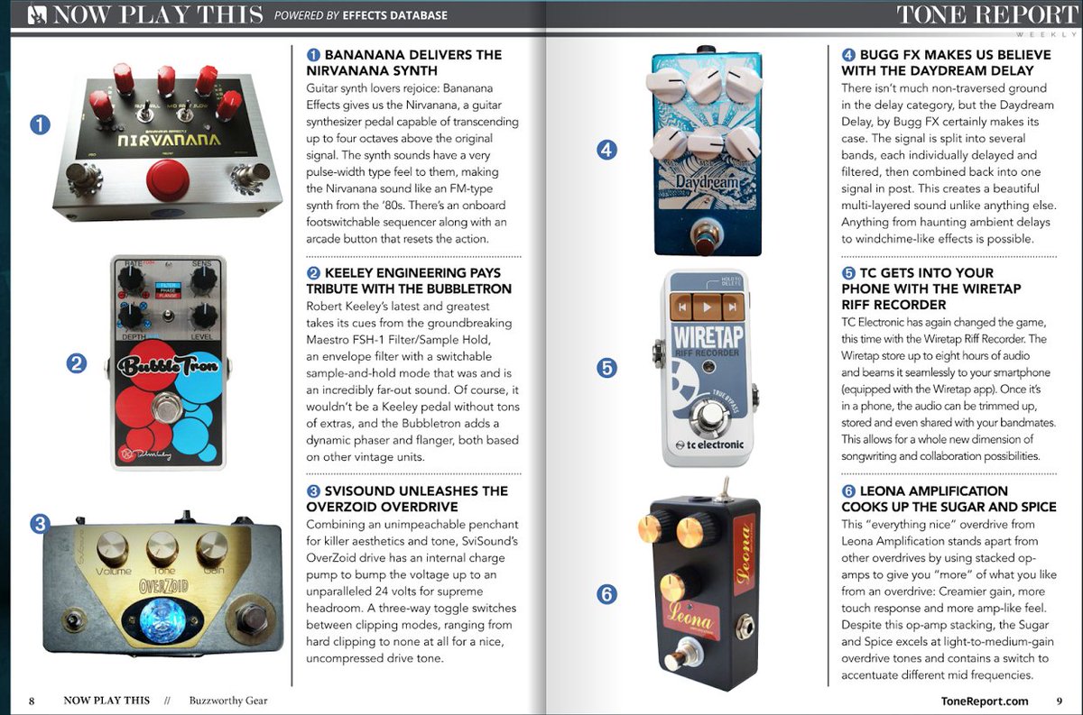 BuGGFXPedals's tweet photo. The BuGGFX Daydream was featured in this weeks Tone Report! https://t.co/FlDnS6cUCT