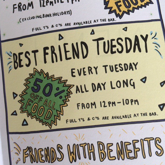 TheMallTavern's tweet photo. It's #BestFriendTuesday - that's 50% OFF FOOD ALL DAY! I't's just our way of saying thank you. Come & tuck in. https://t.co/H2nUClmhD6