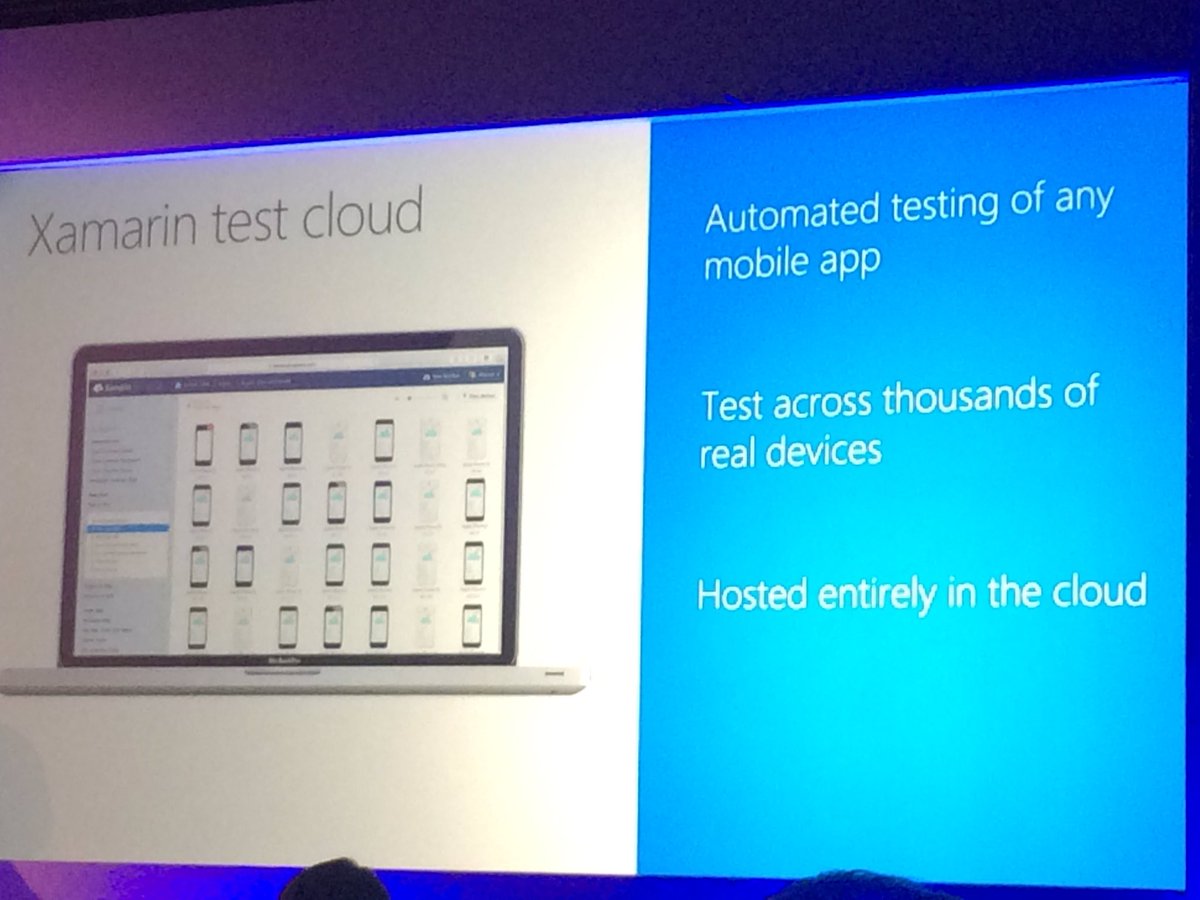 SR76UK's tweet photo. Cross platform dev tool now free in visual studio. Check out the test cloud for 'any platform any device' #buildtour https://t.co/rE8S5jfF7L