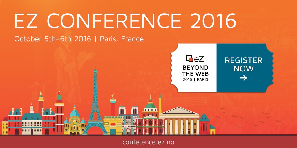 Ibexa_de's tweet photo. eZ Conference 2016 ist dieses Jahr in #Paris! Sichern Sie sich jetzt die Early Bird Tickets! https://t.co/FKE7WjY6OA https://t.co/AeZQ8Ugz2I