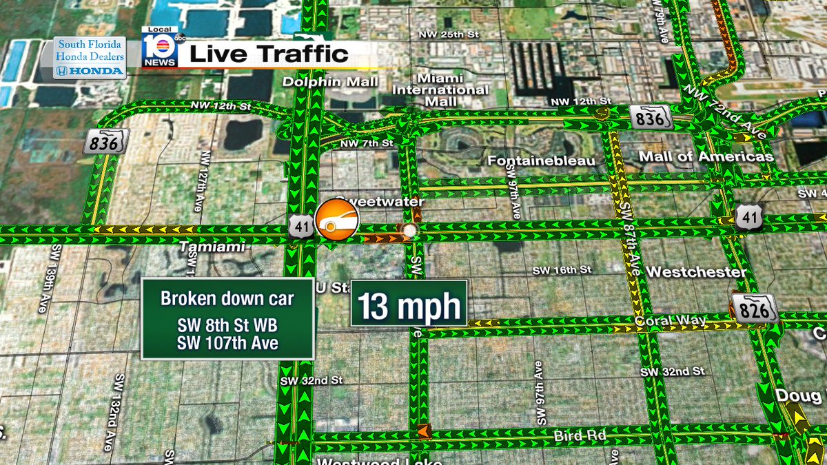 Broken down car on SW 8th St WB & SW 107th Ave #TRAFFIC #MIAMI https://t.co/8fa4Nukv88