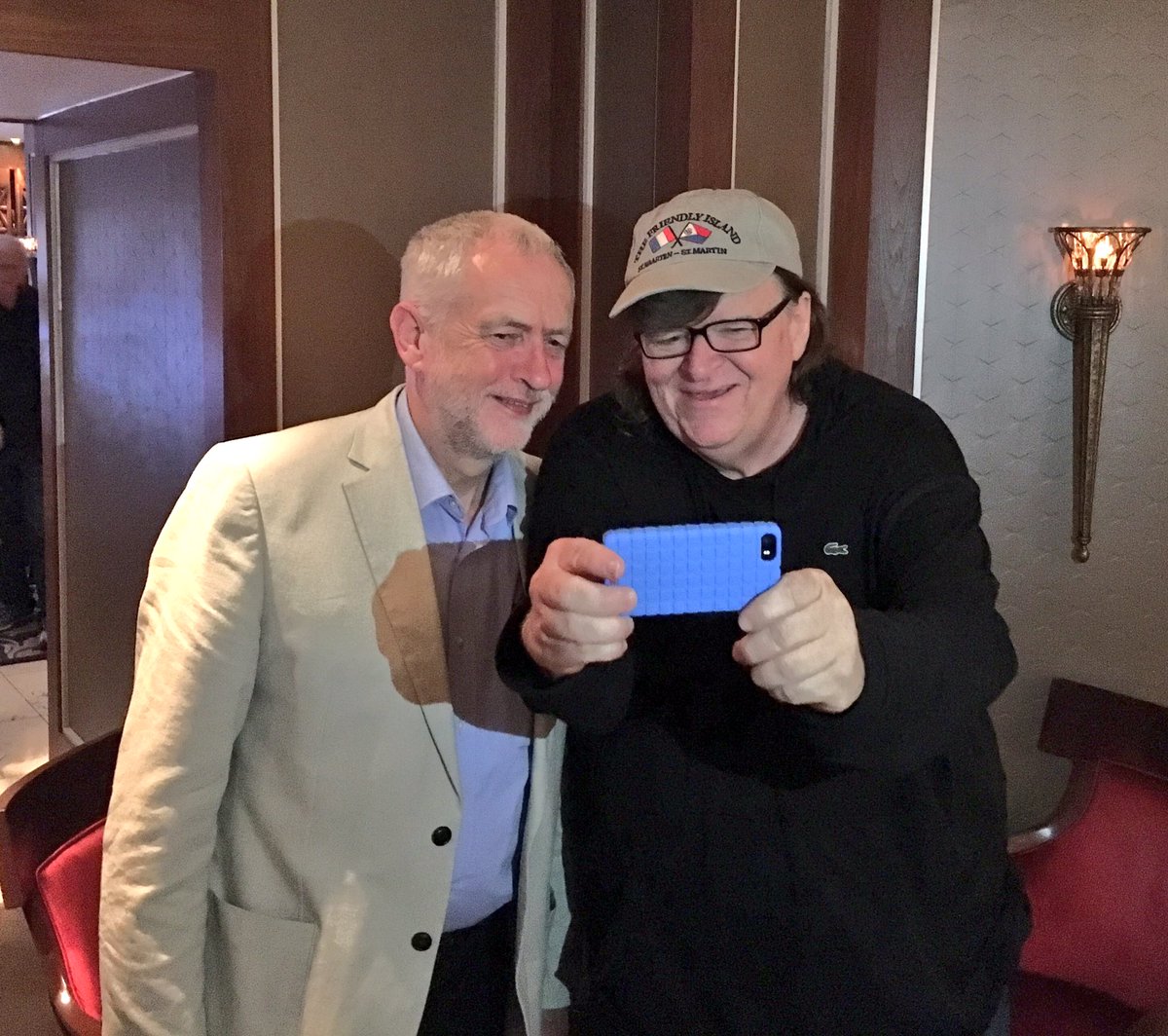 One for the album, as Michael Moore meets <a href="/jeremycorbyn/">Jeremy Corbyn</a> during his publicity visit for Where to Invade Next #WTIN