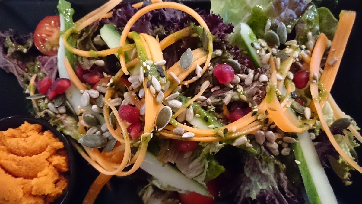 Vegan salad platter &amp; Smoked makerel pate on toast <a href="/aroma_cafes/">Aroma Lyme/Bridport</a> for <a href="/BridportFoodFst/">BridportFoodFestival</a> Taste Trail