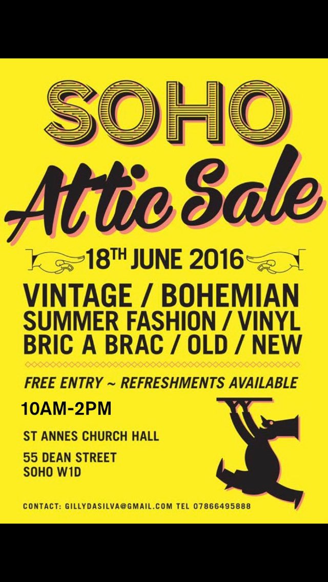 kinkyoctopus's tweet photo. @SaleSoho 5 days to go, 18.6 @AnnesSoho #StAnnesChurch 10am-2pm 55 Dean Street, Soho see you there! https://t.co/nTIquJ6S5r