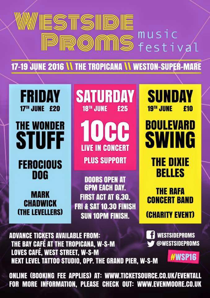 3 days until <a href="/WestsideProms/">Westside Proms</a> kicks off with <a href="/thewonder_stuff/">The Wonder Stuff</a> , <a href="/10ccWorld/">10cc</a> and <a href="/TheDixieBelles/">The Dixie Belles</a> perfect #FathersDay