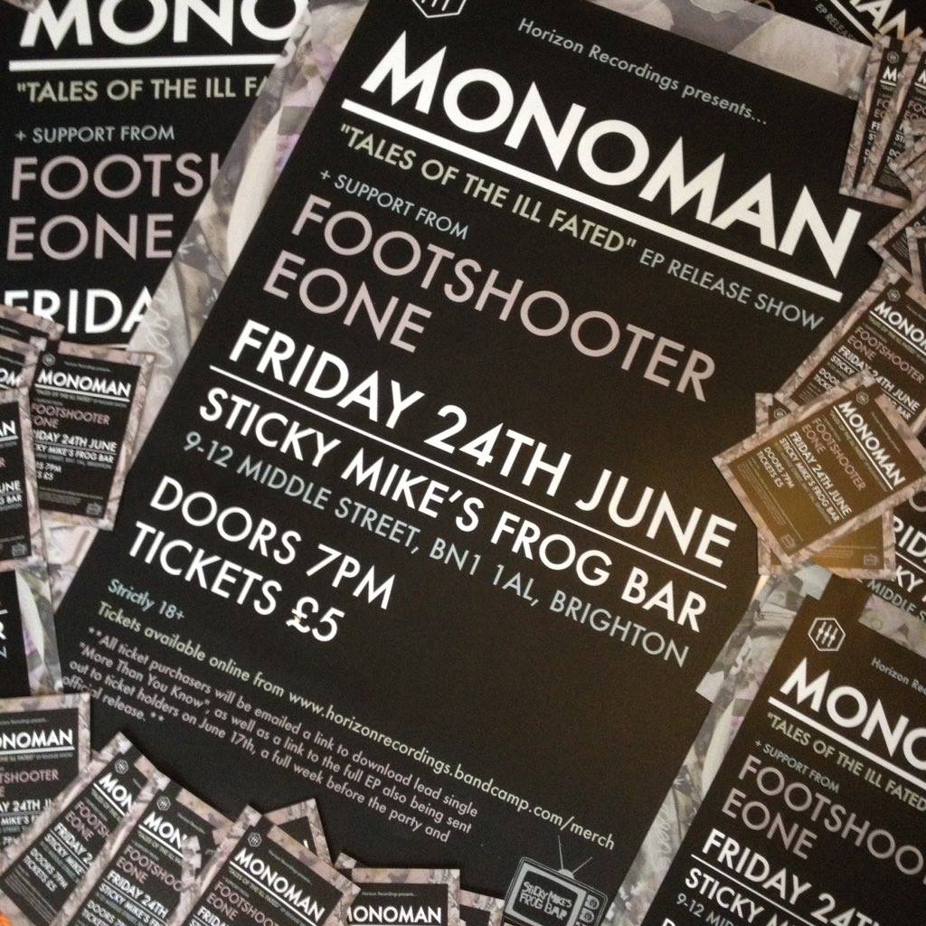 Tics for Monoman's #TalesOfTheIllFated EP release show on 24/06 are avail now: goo.gl/EJaFL0 #Brighton