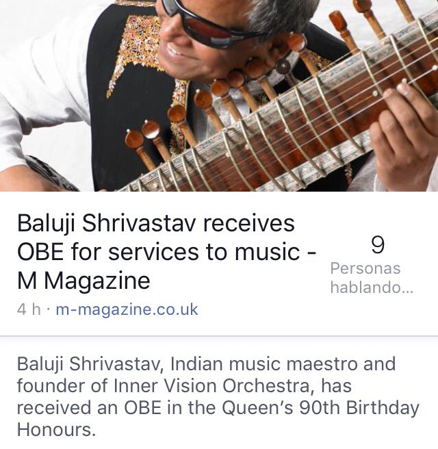 Baluji nombrado oficial de la Orden de Imperio Británico. Un honor amigo <a href="/carmouna/">Ángel Carmona</a> <a href="/ondapopradio/">Onda Pop</a>