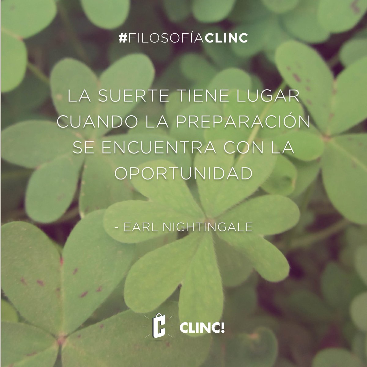 Clincshop's tweet photo. "La suerte tiene lugar cuando la preparación se encuentra con la oportunidad"-Earl Nightingale

#FilosofiaClinc

🍀😃🍀 https://t.co/FFCUJg5VTl