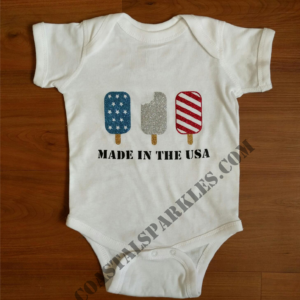 Fourth of July Glitter Infant Bodysuits and more at coastalsparkles.com  Join our Newsletter to get coupon codes