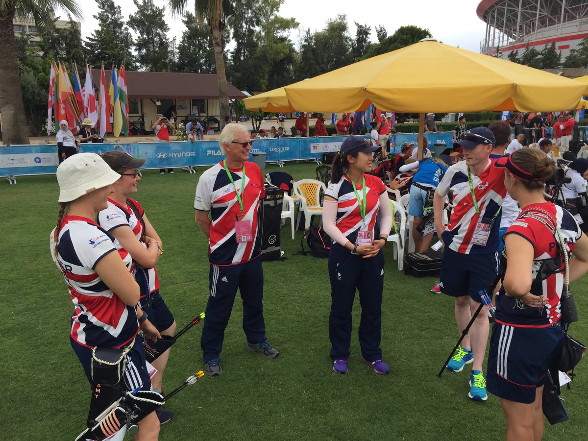 Jamalphysio's tweet photo. @archerygb Recurve Women ready to kick off their qualification round. #WCAntalya https://t.co/HYTJHoV8li
