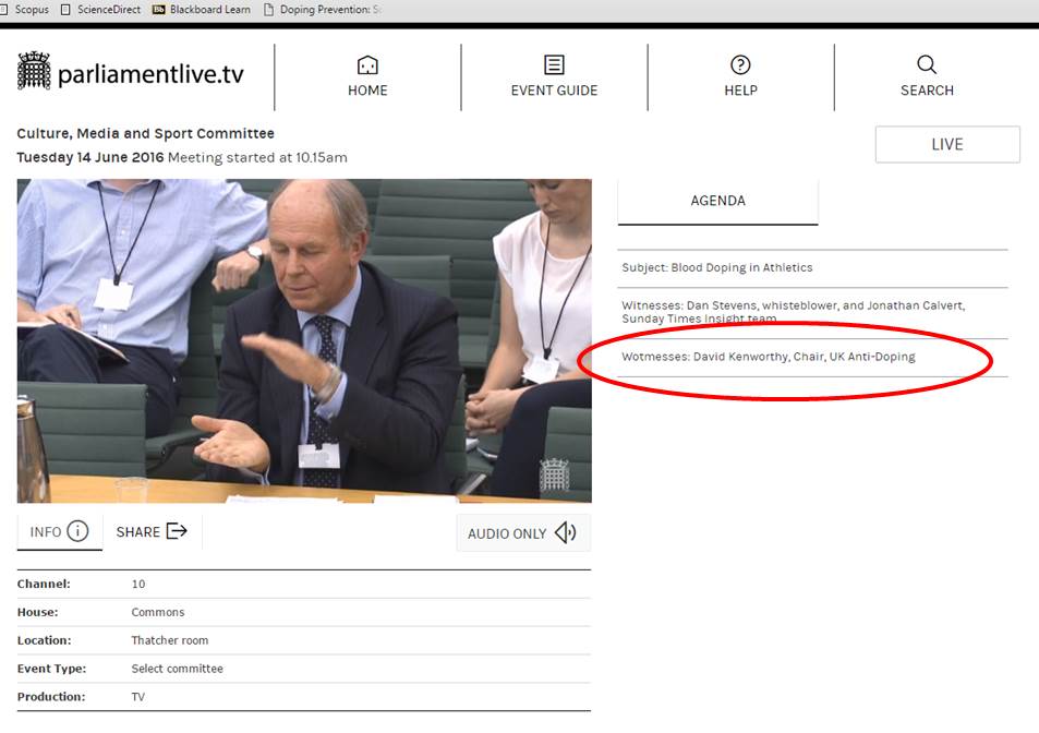 The spelling error on the <a href="/UKParliament/">UK Parliament</a> website today is rather apt due to current testimony HT <a href="/SportIntegrity/">Michele Verroken</a>