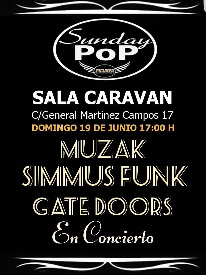 GateDoors_'s tweet photo. DOMINGO 19 JUN. Estaremos en Sala Caravan + Muzak + Simmus Funk! sólo 5€!! ✈️🤘🏻 https://t.co/nZFSc7FsBf