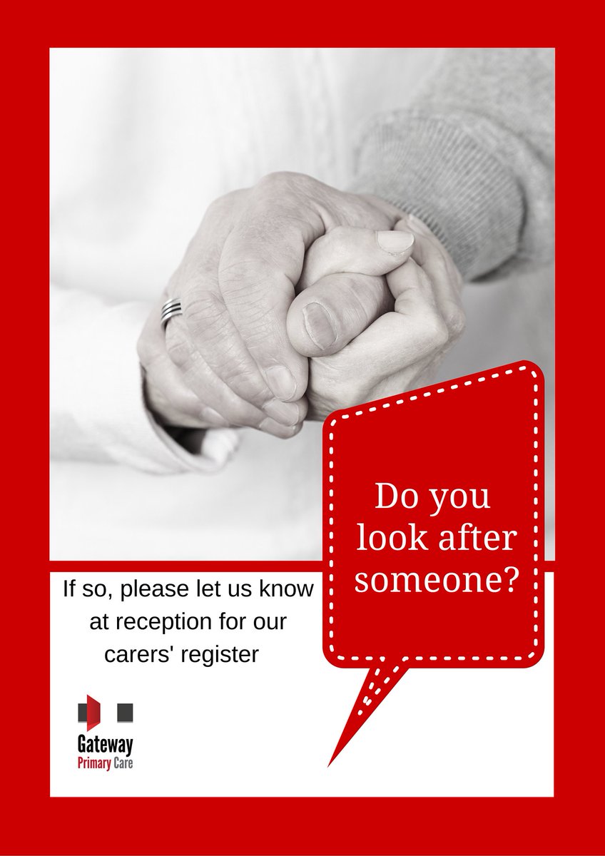 Do you look after someone? If so, please let us know at reception for our carers' register.
