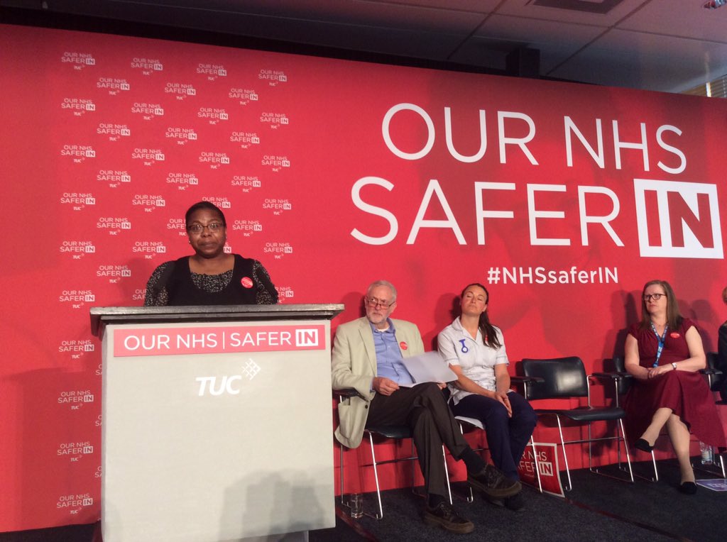 The_TUC's tweet photo. We hear from 4 NHS workers on why they are voting to stay in. #NHSsaferIN https://t.co/QpvuB0bXvq
