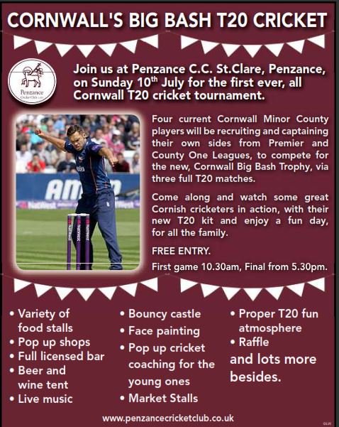 CornwallCricket's tweet photo. Cornwall's Big Bash T20 Day @PenzanceCricket  https://t.co/5SO9rL5m8q #cornwallcricket https://t.co/tOcEb16I1N