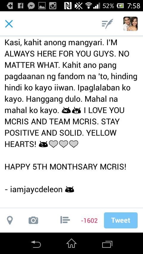 TeamMcRisOFC's tweet photo. HAPPY MONTHSARY MCRIS! 💛 Sana mabasa niyo. Hehe! Iloveyousomuch @hashtag_mccoydl @MissMarisRacal 

MCRIS 5EVER KILIG https://t.co/ZvuFgxvXN4