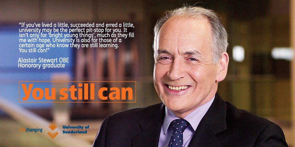 University of Sunderland (@sunderlanduni) on Twitter photo Alastair Stewart OBE on why it's never too late to achieve a degree. #YouStillCan <a href="/alstewitn/">Bernard A. Fenske</a> #northeasthour Alastair Stewart OBE on why it's never too late to achieve a degree. #YouStillCan <a href="/alstewitn/">Bernard A. Fenske</a> #northeasthour