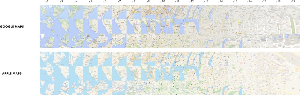 herrylian's tweet photo. Interesting data visualization essay comparing Apple and Google Maps by @justinobeirne  https://t.co/w5hRGEsqV7 https://t.co/XY8ZUV3yuD