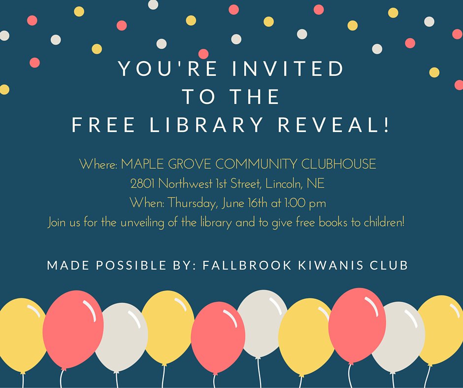 Fallbrook @Kiwanis adding three #freelibraries to mobile home community in #LNK. Join us Thursday!