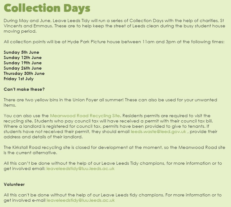 We will be running our Collection Days across June for you to drop off all your unwanted household items