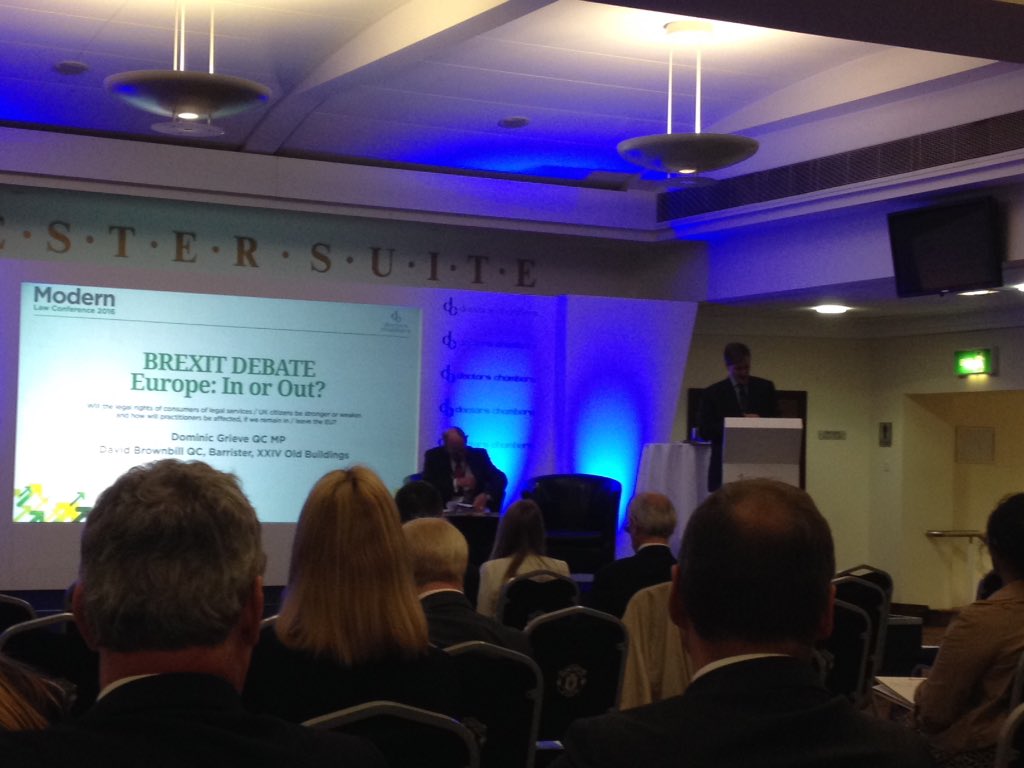 JThorntonFamLaw's tweet photo. Lively #Brexit debate at #MLConf16 No show of hands taken though! #InOrOut https://t.co/Lvg6jNMrMJ