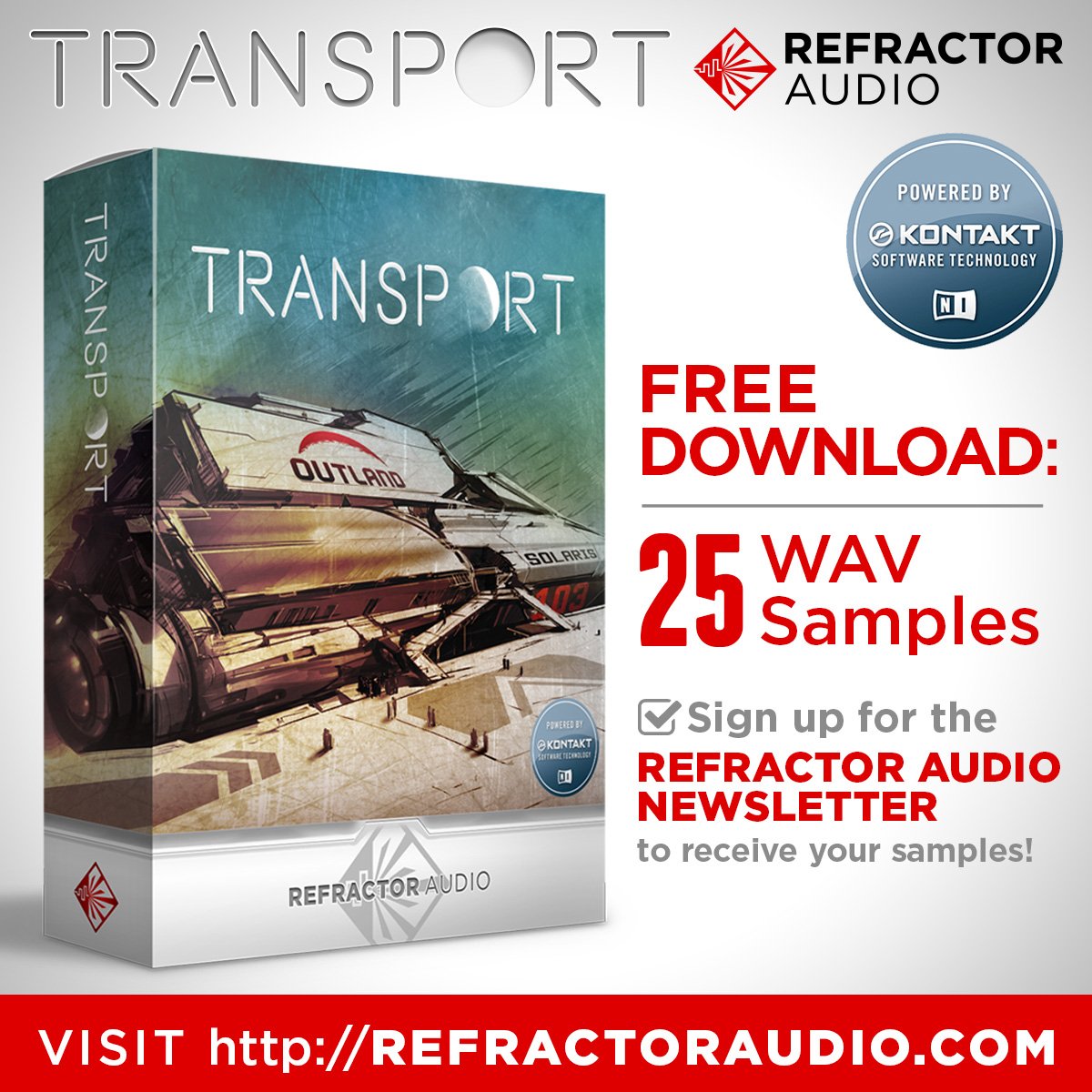 RefractorAudio's tweet image. Download 25 Free WAV Samples from @celldweller in our debut instrument Transport: refractoraudio.com