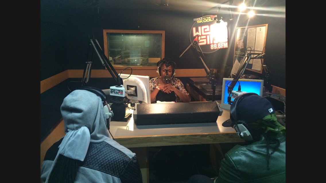 Recording a radio interview for Westside 89.6FM in London