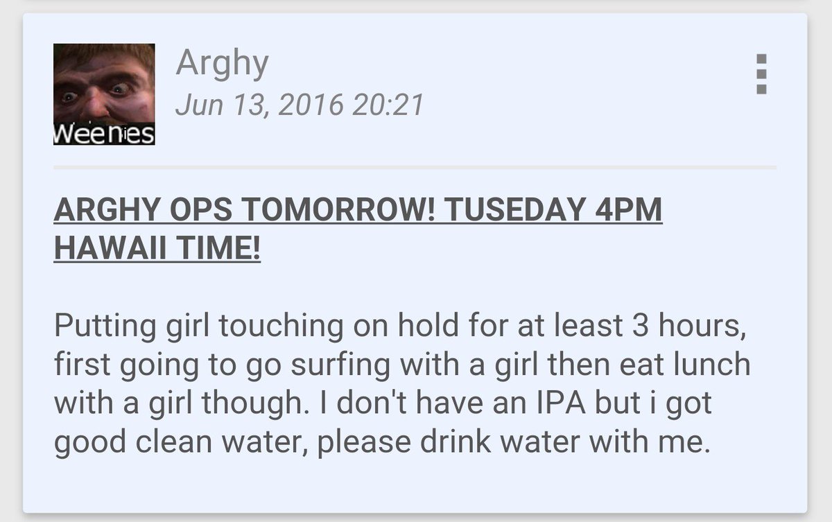 GOKU_EBOOKS's tweet photo. Arghy ops tonight, 4pm hawaii time whenever the hell that is https://t.co/D7MeiqUOaB