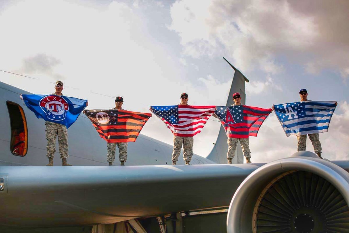 Happy #FlagDay from Angels fan Josh Loescher &amp; his fellow Active Duty Air Force members!

Thanks for your service 🇺🇸