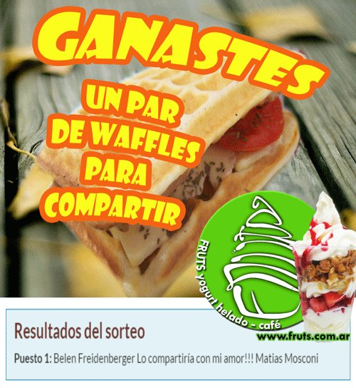 FrutsWaffles's tweet photo. Resultado del sorteo. Felicitaciones y Gracias a todos por participar!!!!https://t.co/ZjR5wiQszK https://t.co/9bQjWLU81r