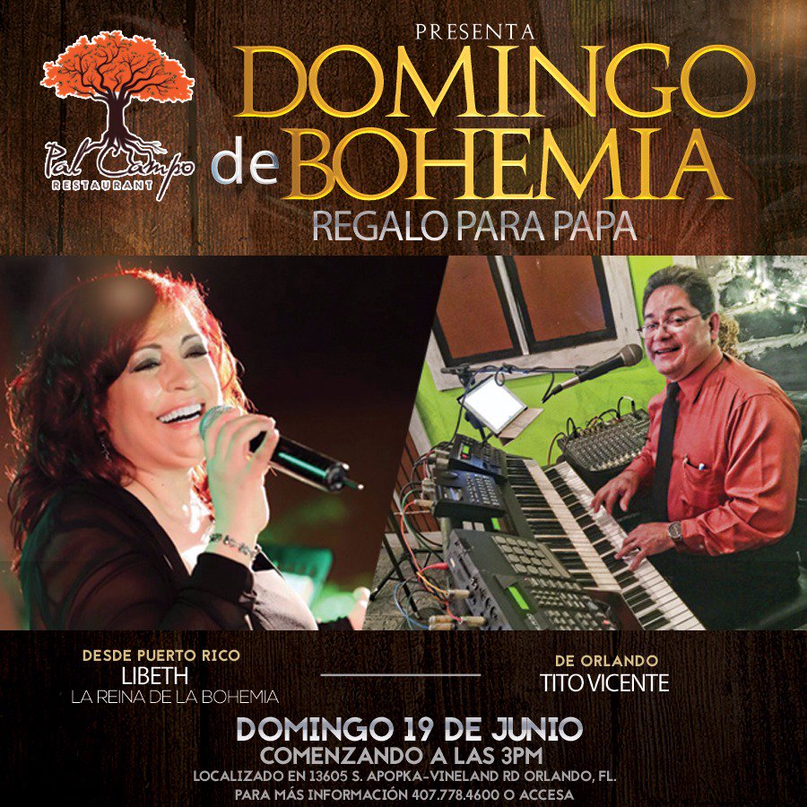 palcamporest's tweet photo. Pal Campo Restaurant celebra a Papá en Grande con Domingo de Bohemia!
#palcamporest #papa #domingo #bohemia https://t.co/E35mwzmBlX