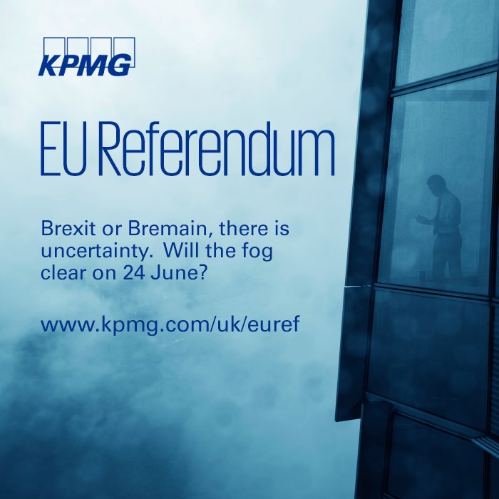 kpmguk's tweet photo. #Brexit or #Bremain, there is uncertainty.  Will the fog all clear on 24 June? #euref https://t.co/Qz3YVYmXqA https://t.co/N1xNXDIyIr
