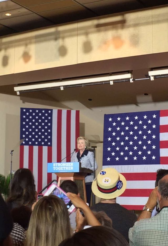 liamneigh's tweet photo. My little bro is at a @HillaryClinton event and got a great seat! https://t.co/DVuL5uJmId