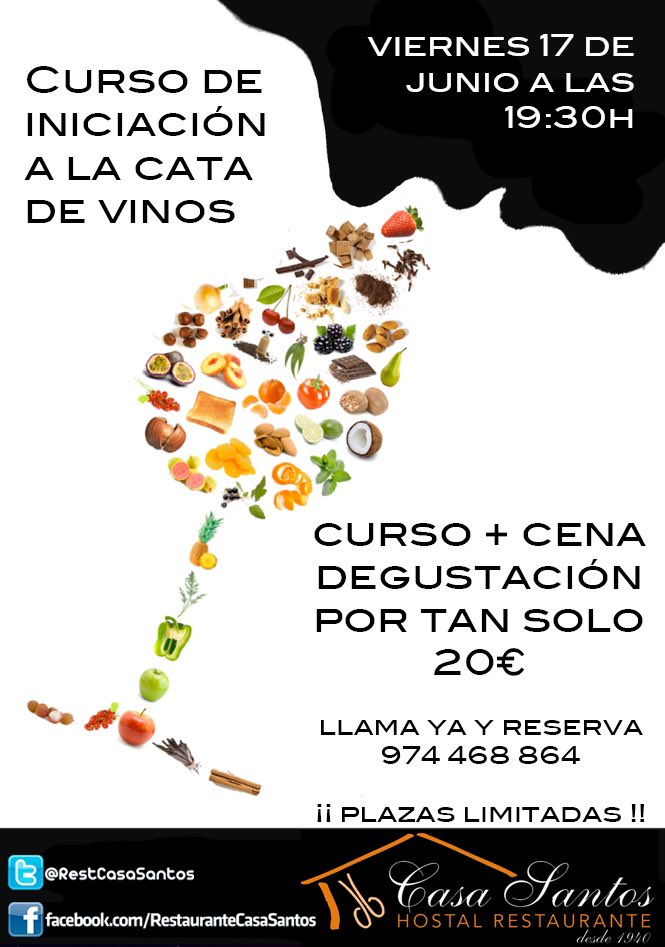 RestCasaSantos's tweet photo. Este viernes Curso de iniciación a la cata de vinos y cena por sólo 20€!!Plazas limitadas, reserva ya!!974 468 864 https://t.co/s69emcPYjZ