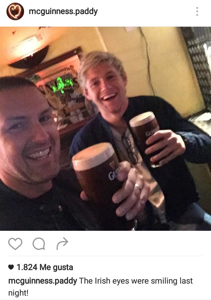 Paddy McGuinness subió a IG esta foto con Niall: "Los ojos irlandeses estaban sonriendo anoche"