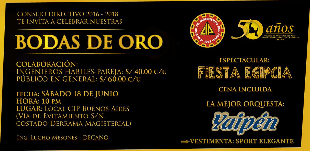 Faltan 4 días para celebrar la fiesta por los 50 años del CIP La Libertad.Adquieran sus entradas en área de Informes