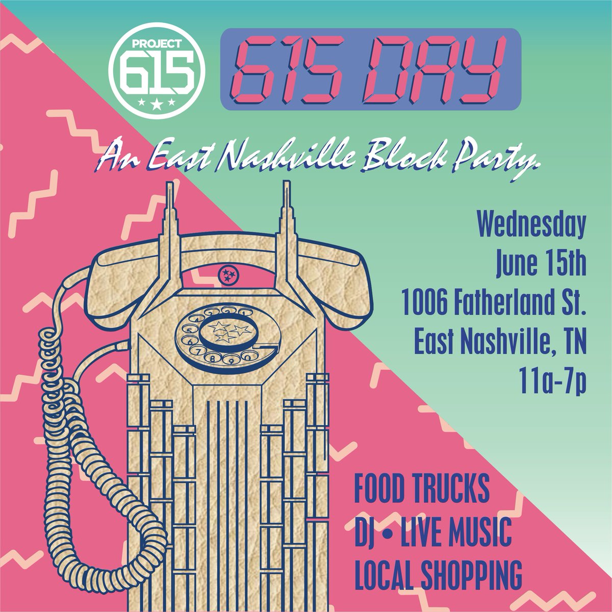 project615's tweet photo. NASHVILLE! TOMORROW! 615 Day! FREE block party to celebrate all things #Nashville. 11a-7p at 1006 Fatherland St. https://t.co/phDIhdBckV