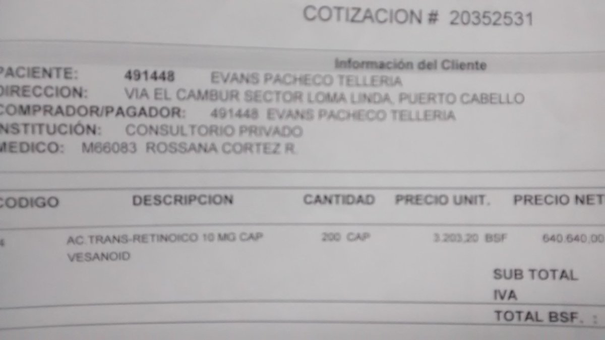 PasquierCharles's tweet photo. URGENTE para niño de 2 años con leucemia AC.trans-retinoico 10mg CAP VESANOID contactar Darwin Pacheco 0416-5560855 https://t.co/yOZYU0fw3v