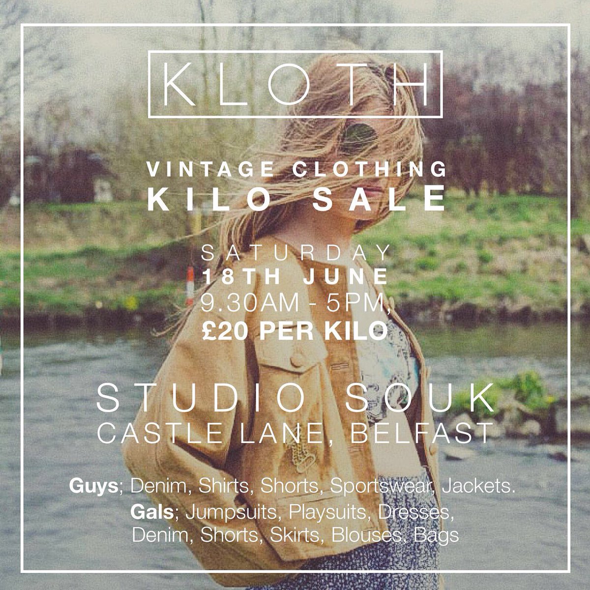 KlothClothing's tweet photo. 5 days!! #KLOTH #studiosouk #belfast #whatsonni #belfastevents #vintagekilosale #kilosale #vintage #retro https://t.co/ggGcPRfQl3