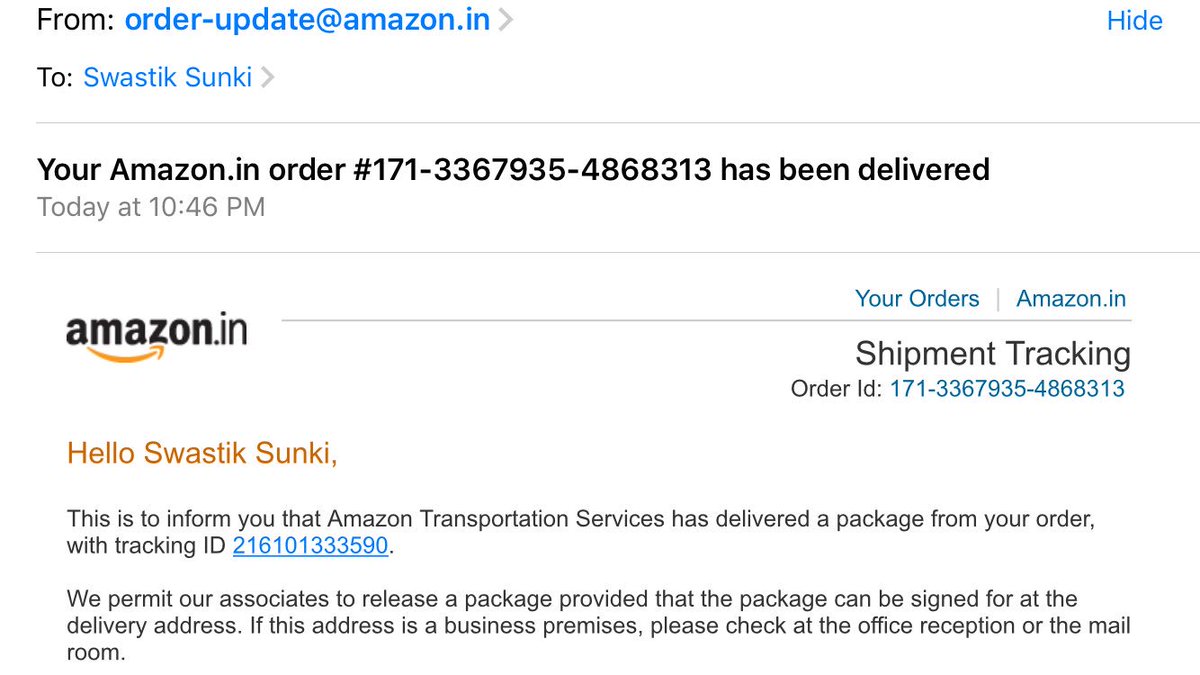 sunkimunki's tweet photo. @amazonIN such a shame service it says delivered yet I don't have the package. I need this to be resolved ASAP. https://t.co/hbe1ChvBgd