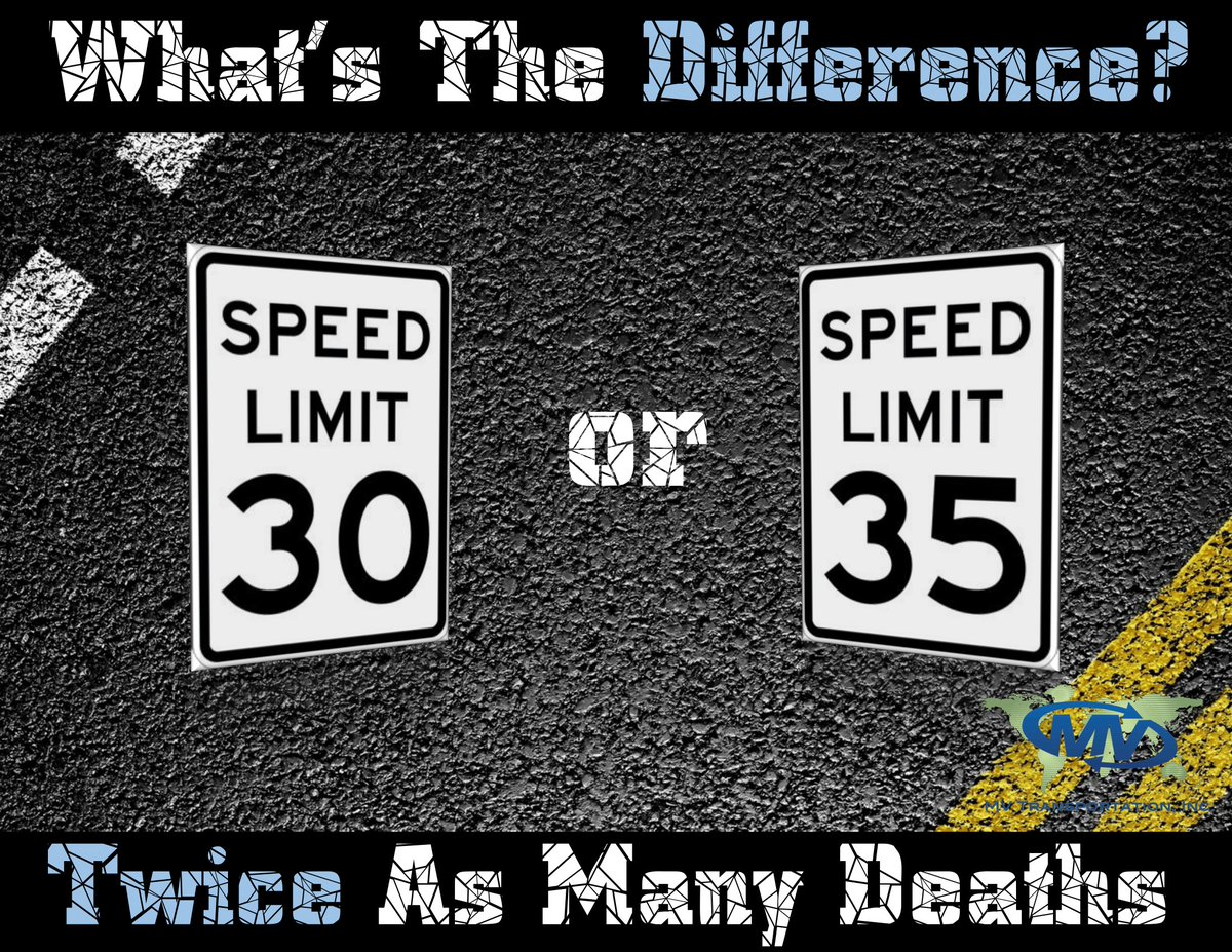 MVSafetyTeam's tweet photo. What's the difference between 30 mph and 35 mph? Twice as many deaths. Slow your roll. #MV30vs35 https://t.co/dMj1fg3jao